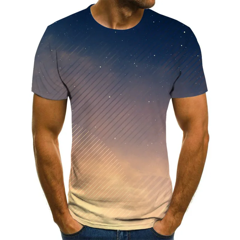 

2020 new style men's casual starry sky interesting T-shirt 3D summer tee O-neck plus size top streetwear