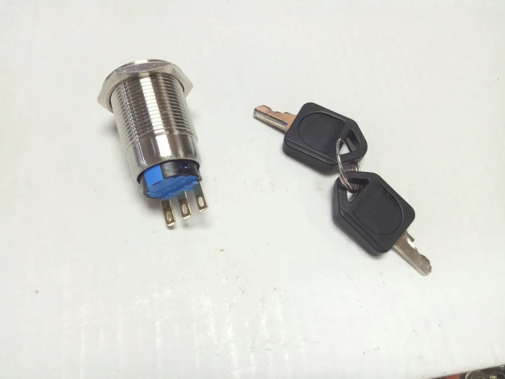 10set 19mm Key Lock Button Switch Flat Round Stainless Steel Metal ON/OFF New | Обустройство дома