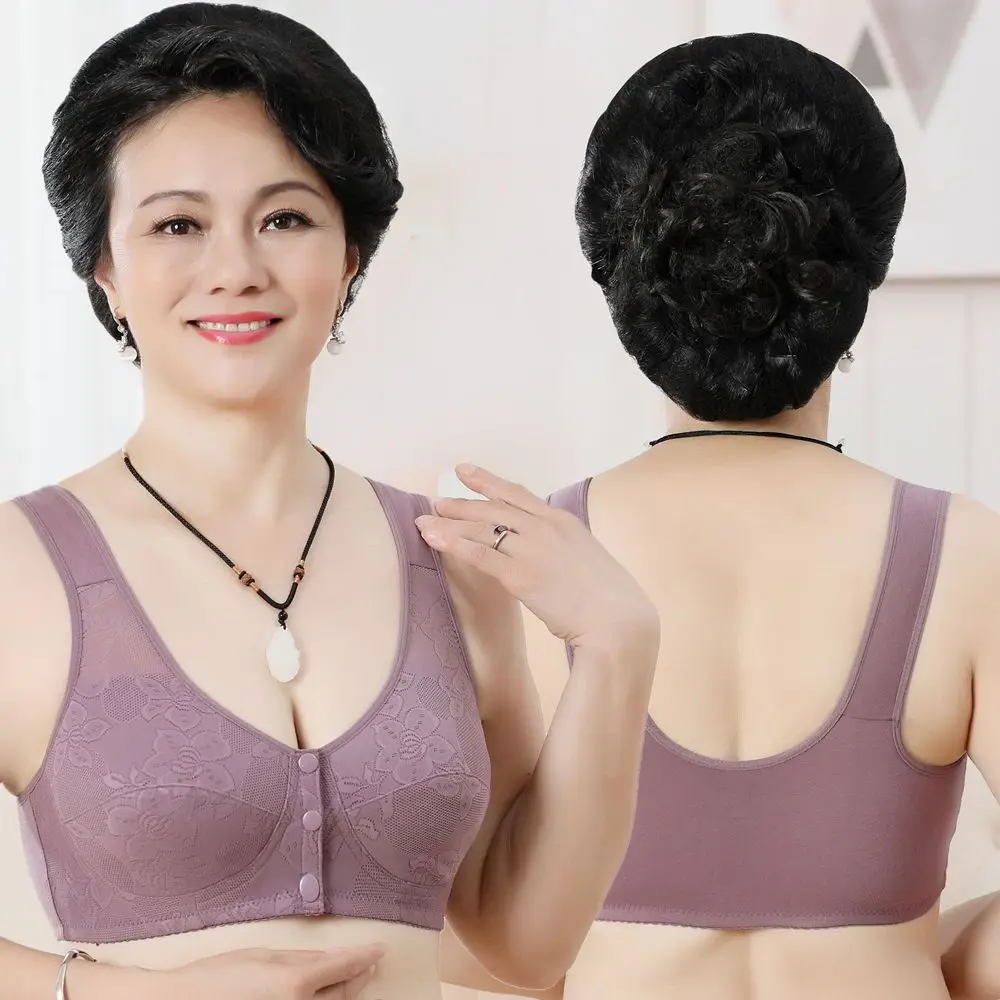 

Cotton Wireless Bras Push Up Women Bra Front Button Without Wire Plus Size