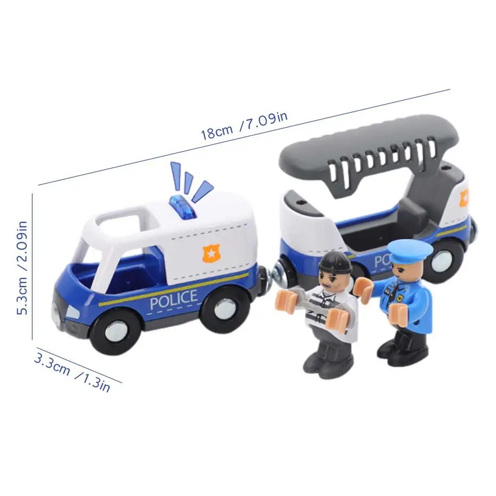 

Plastic Police Fire Dept Car Wash Parking Set Compatible Brand Wooden Train Track Diecast Track Toys Educational Kids Gift