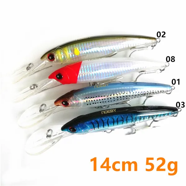 1238 9046-14cm Noeby 4 шт. 12 см/32 г 14 см/52 г 16 см/73 г Длинные литья жесткая приманка для рыбалки воблеры и крутящиеся приманки бас Щука Профессиональный гольян - Цвет: 1238 9046-14cm