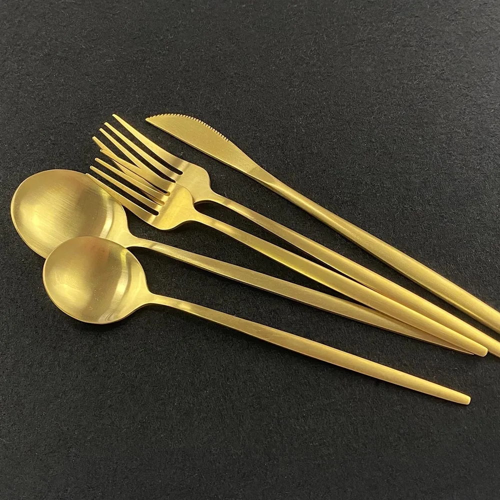 Набор золотых столовых приборов из матовой нержавеющей стали 36 шт.|Наборы
