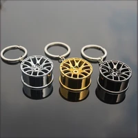 hot sell metal wheel car keychain gift for brave men stainless steel wheel pendant rose gold color punk keychains trendy jewelry