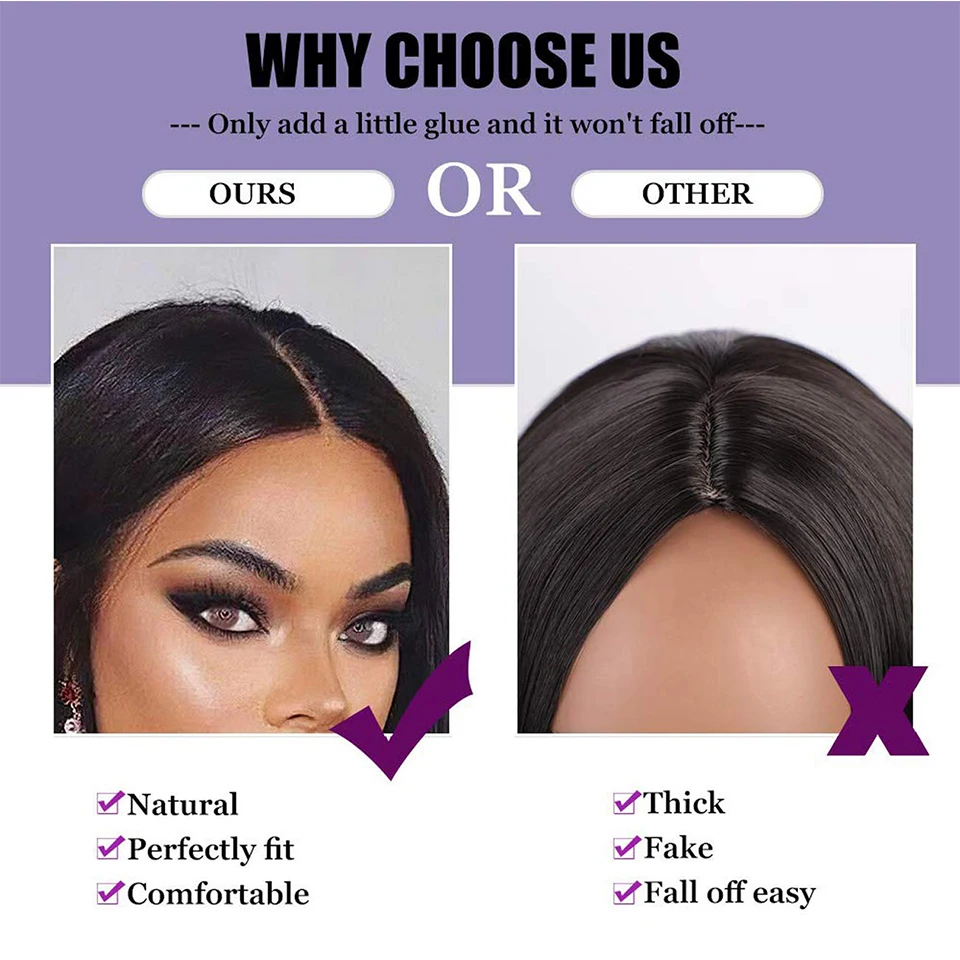 

AISI HAIR Synthetic Black Long Wavy Wig For Women Middle Part Ombre Blonde/Purple Wigs Heat Resistant Wig For Daily Use