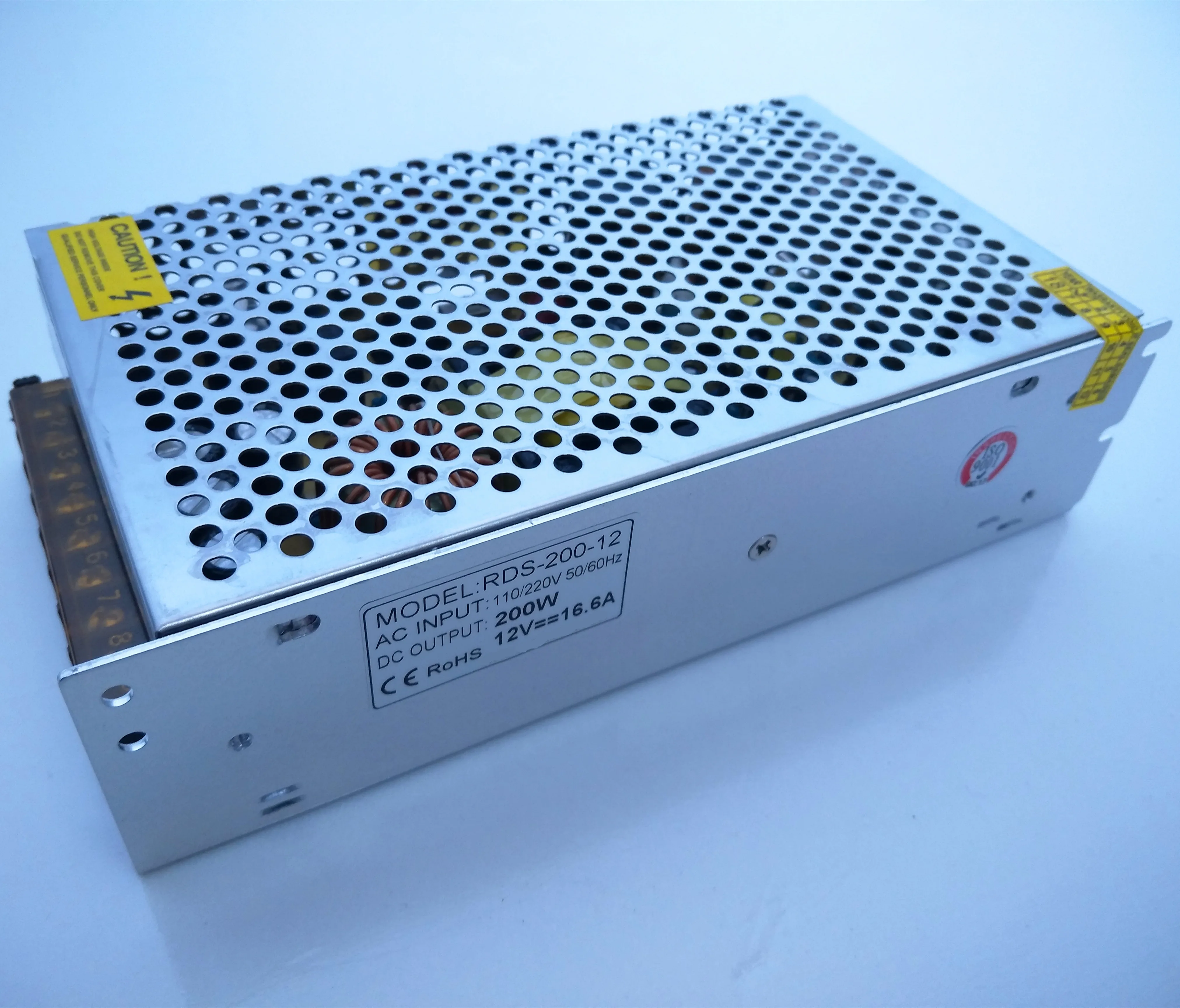 

12V/200W 24V/200W switch mode power supply,size:200*100*45mm;100V-264V/AC input;IP20,indoor use
