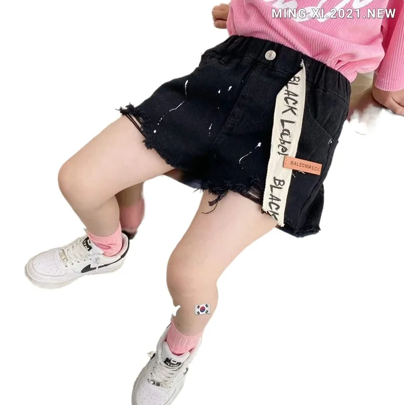 

Children's clothing 2021 summer new children's pants summer clothing summer children's denim shorts with ragged edges