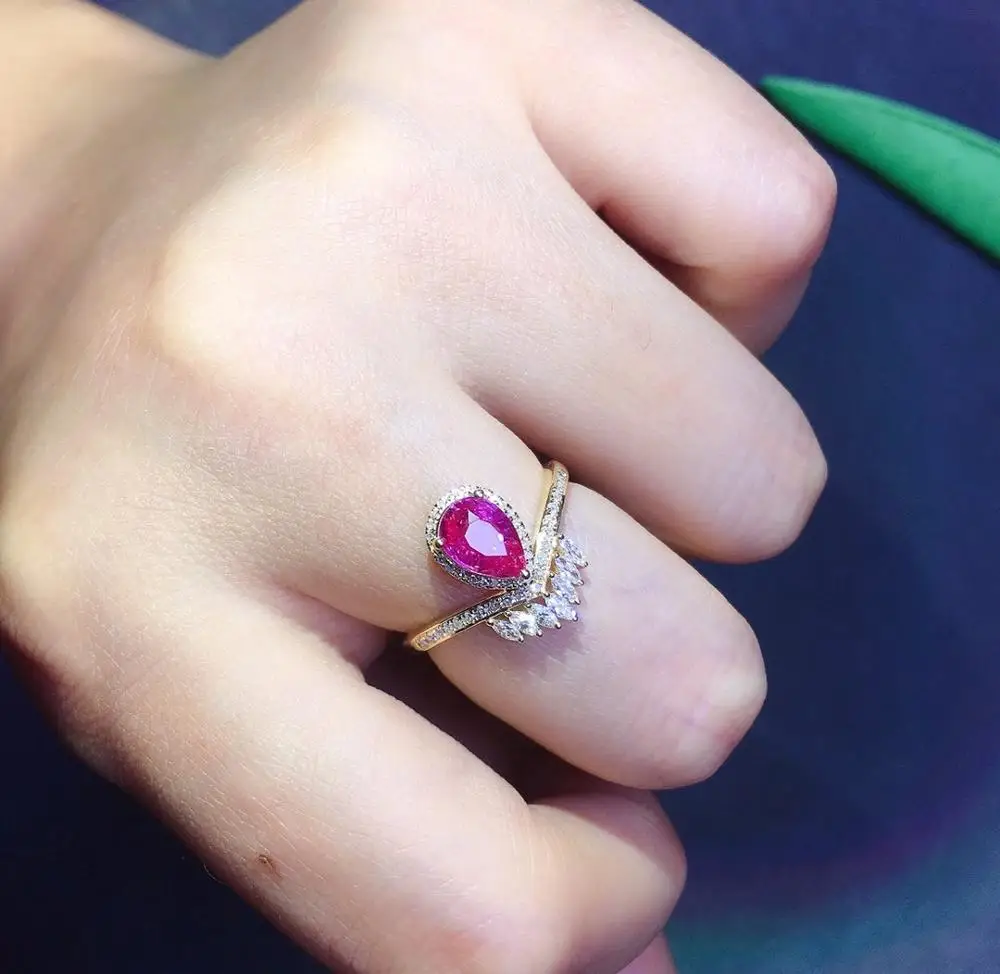 Кольцо с розовым сапфиром J511 натуральный розовый сапфир 18 К драгоценные камни 1