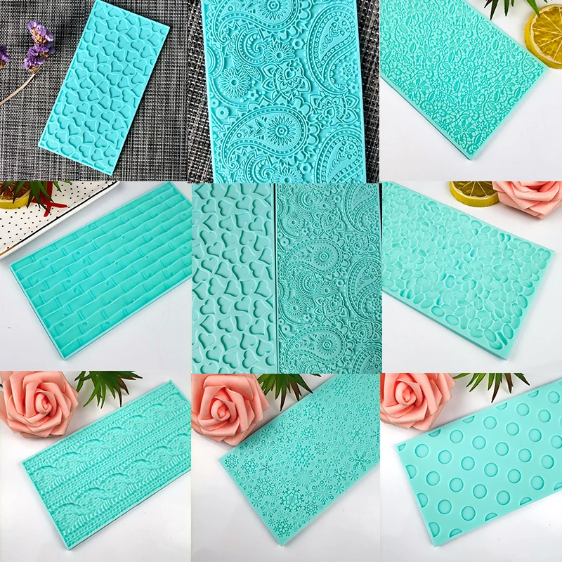 

PRZY Lace Mold Mat Silicone Soap Fatima Love Polka Dot Snowflake Bamboo Coffee Bean Wool Fondant Cake Decoration DIY Moulds