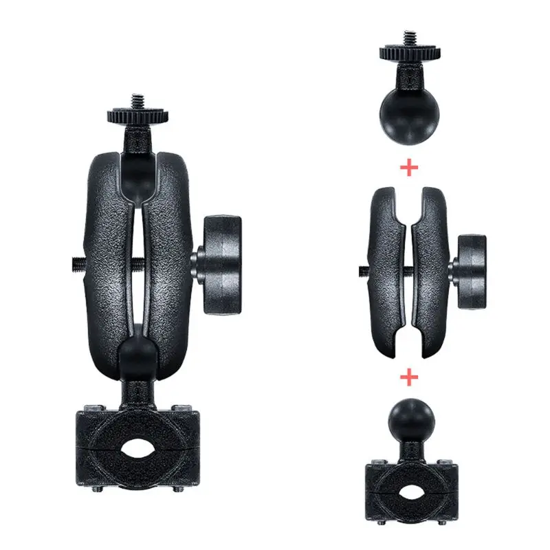 

1Set Motorcycle Handlebar Bike Mount Base Claw Clamp with 1 inch Rubber Ball Double Socket Arm for Go-pro Camera