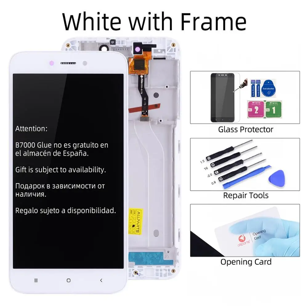 Дисплей для Xiaomi Redmi 5A LCD в сборе с тачскрином на рамке 5.0'' черный белый золото - Цвет: White with Frame