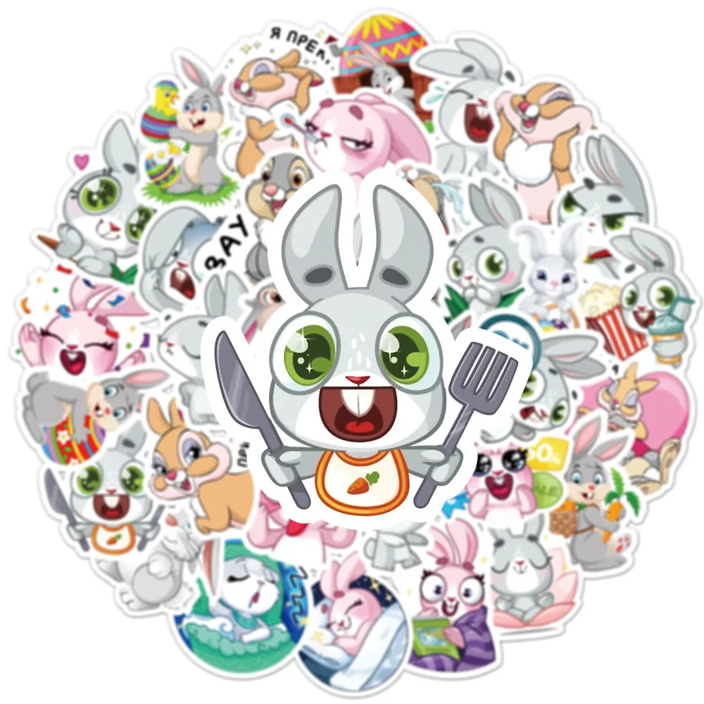 

10/30/50PCS Cute Cartoon Rabbit Doodle Hand Account Material Notebook Decoration Sticker for Children Reward Toy Wholesale