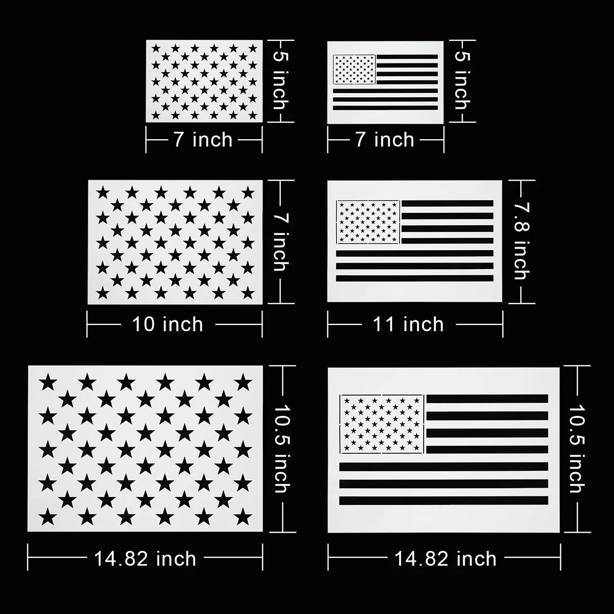 

6Pcs Star Stencil 50 Stars American Flag Template Stencil for Painting on Fabric Paper Wood Wall Multiple Use