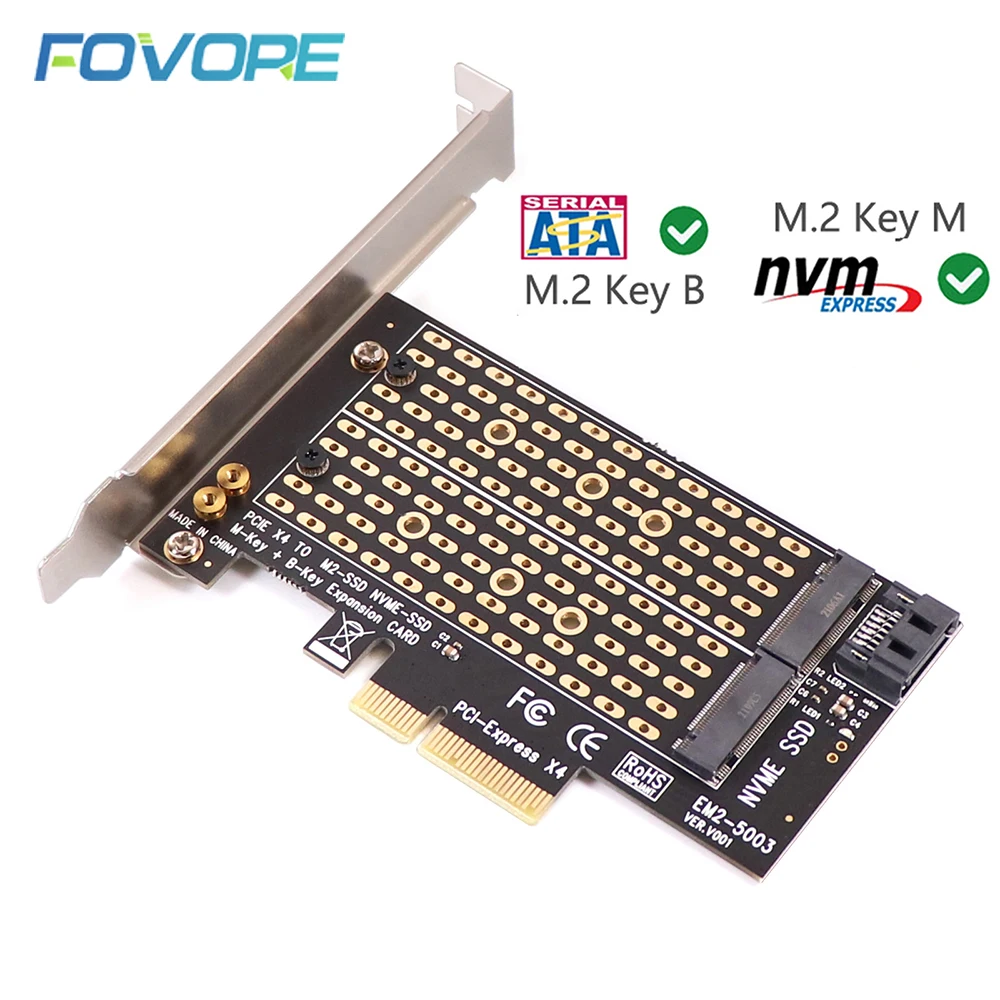 Двойной M2 NVME M.2 M ключ SATA B Ключ SSD к PCI Express PCIe 3 0 адаптер карты для 2230 2260 2280 поддержка