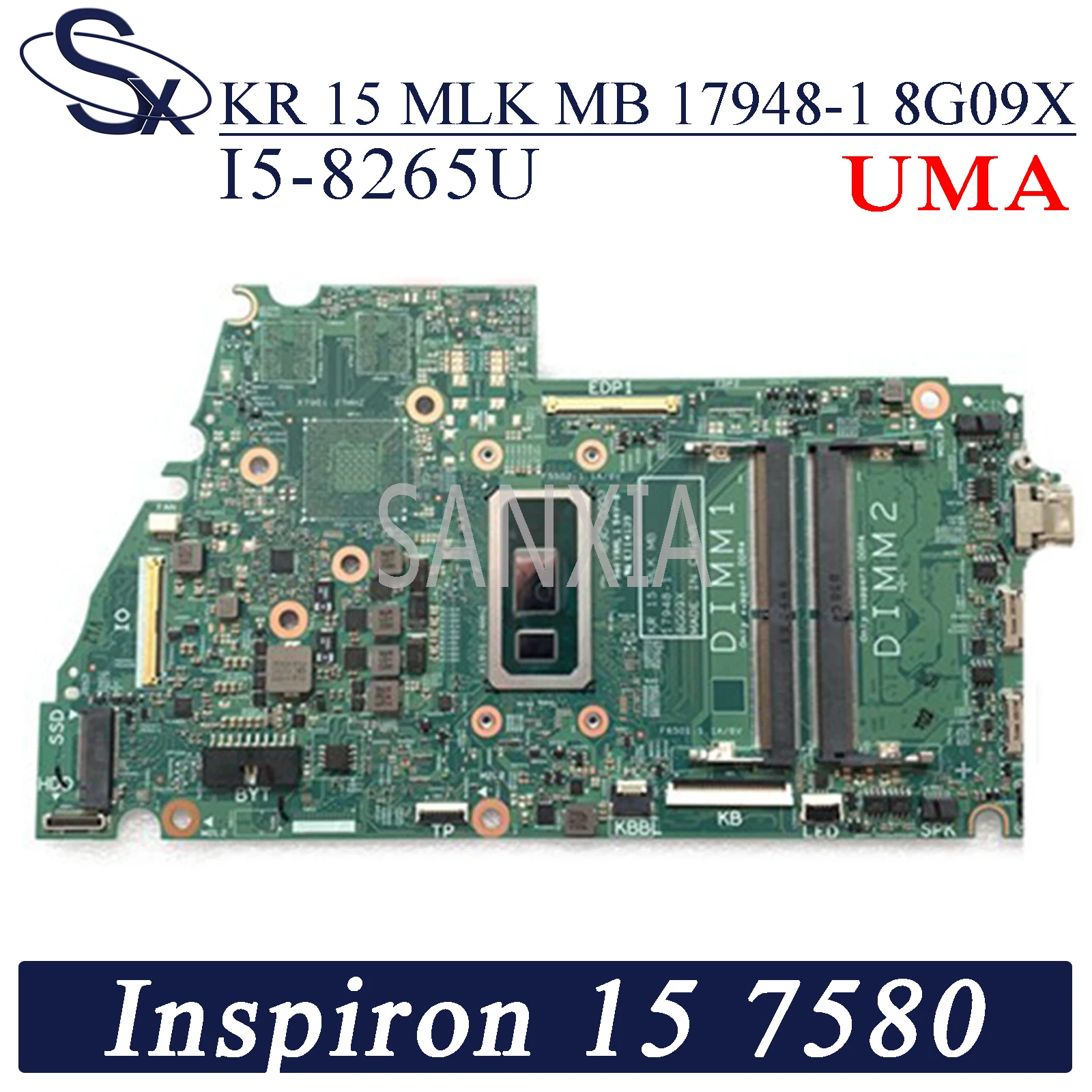 KEFU KR 15 МЛК MB 17948 1 8G09X материнская плата для ноутбука Dell Inspiron 7580 13 7380 оригинальная I5