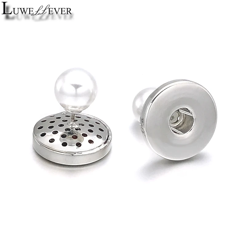 

Luwellever 027 Interchangeable Stud Earring Fit 12mm 18mm Snap Button Pearl Earring Charm Jewelry For Women Girl Gift