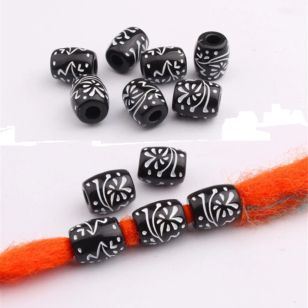 

10 Pcs Plastic Black Hair Beads For Dreadlocks Hair Braid Tubes Cuffs Beads Dreadlock Bead Clip Women Hair Accessories