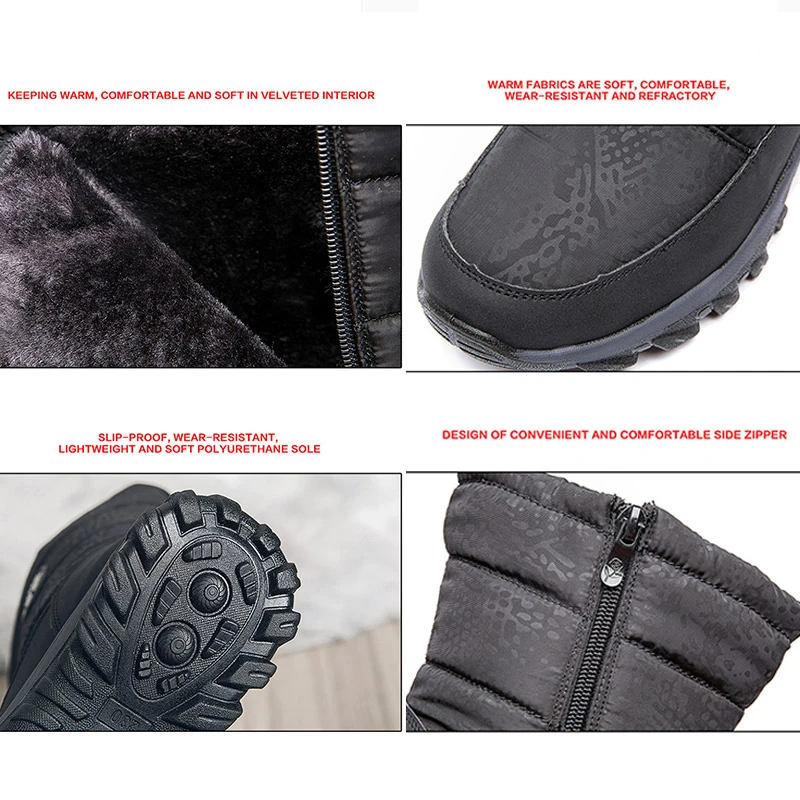 

2020 Winter Boots Women Winter Shoes Mid-Calf Waterproof Snow Boots Wedges Warm Fur Female Boots Shoes Woman Footwear Chaussures