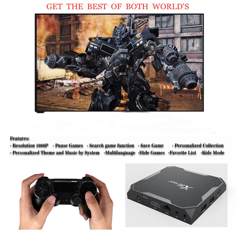 Супер консоль X Pro 4K HD Ретро игровая для PSP/PS1/DC/N64 видеоигр с 14000 + играми KODI