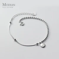 modian 100 925 sterling silver irregular design with lucky charms chain bracelet fashion beads fine jewelry for women gifts