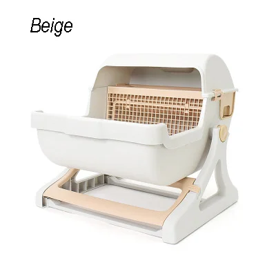 Beige Кошачий ящик для мусора полуавтоматическая быстрая Чистка роскошный туалетный лоток для кошек полуавтоматический кошачий Туалет Loo лоток откидная крышка кошачьи кровати - Цвет: Beige
