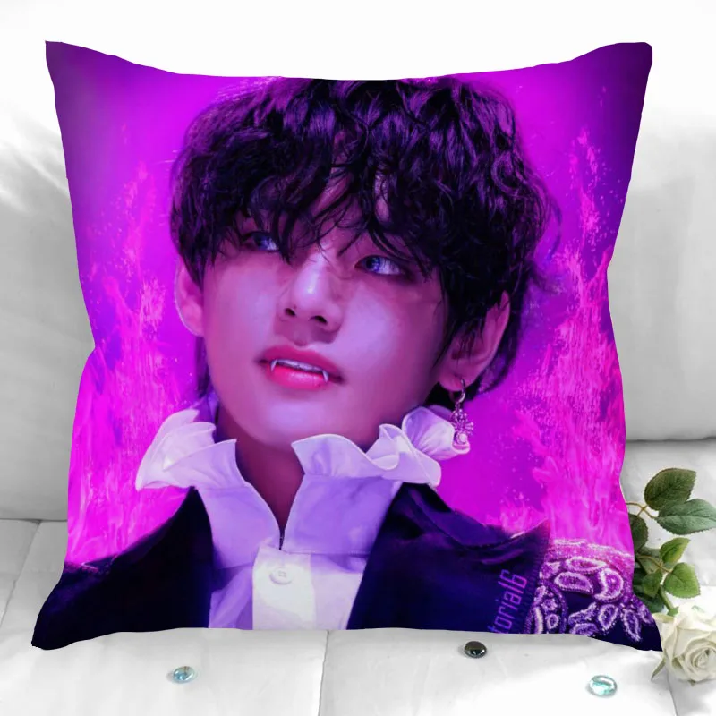 

New Custom Kim Tae Hyung Pillowcases Printed Square Pillowcase Home Decorative Zipper Pillow Cover 35X35cm40X40cm(One Side)