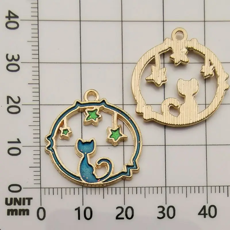 

24 Pcs/pack DIY Jewelry Accessories Drop Oil Alloy Small Pendant Bracelet Necklace Moon Star Shape Pendants