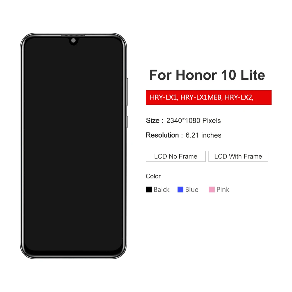 Original Display For Huawei Honor 10 Lite LCD Touch Screen Digitizer with Frame Global Version 6.21&quot HRY-LX1 HRY-LX2 | Мобильные