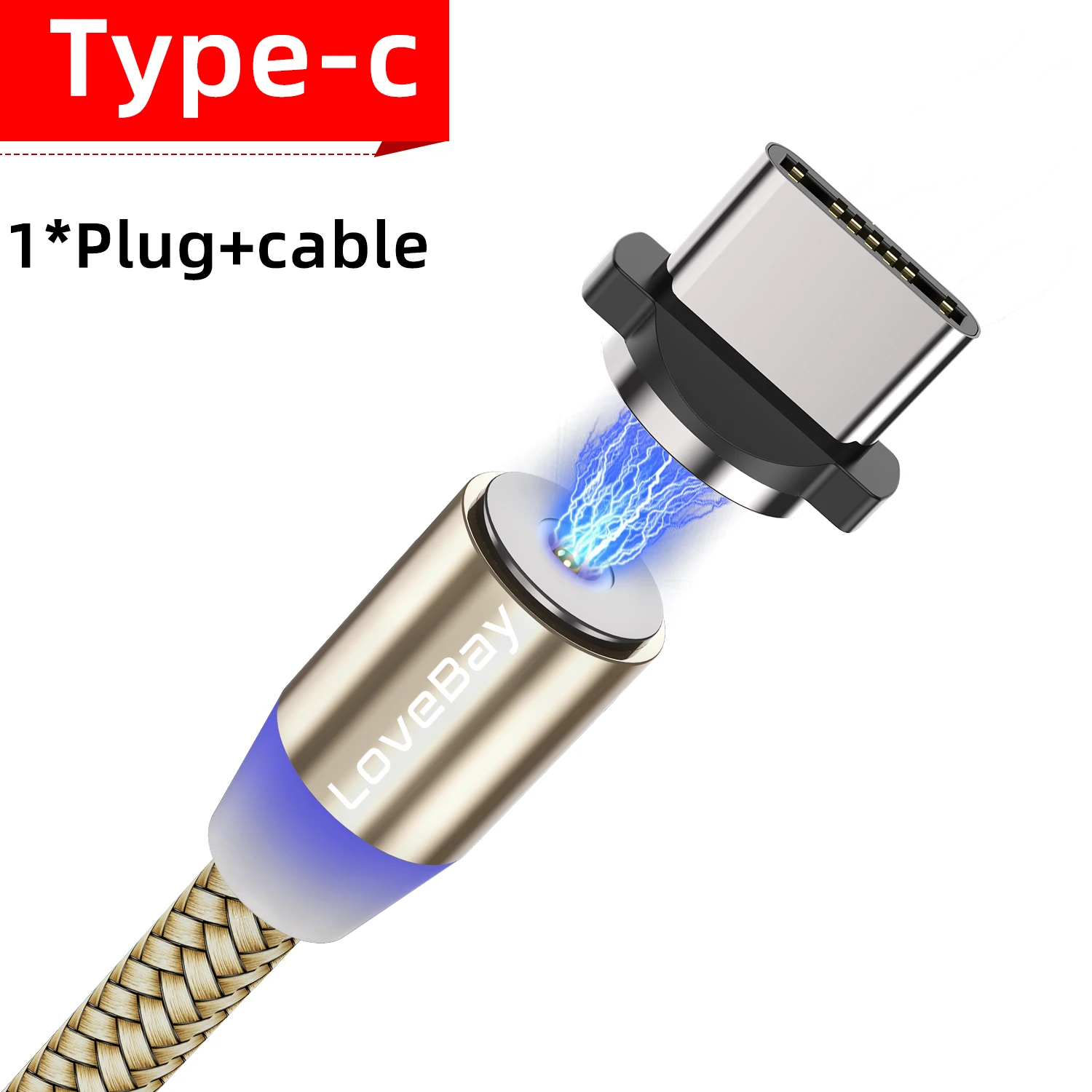 Lovebay Магнитный USB 3 м кабель для быстрой зарядки для Iphone TYPE-C Micro USB шнур Магнит Micro USB кабель для мобильного телефона USB шнур - Цвет: Gold for Type c
