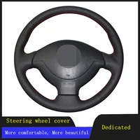 diy car products car accessories steering wheel cover black hand stitched genuine leather for suzuki jimny 2005 2014