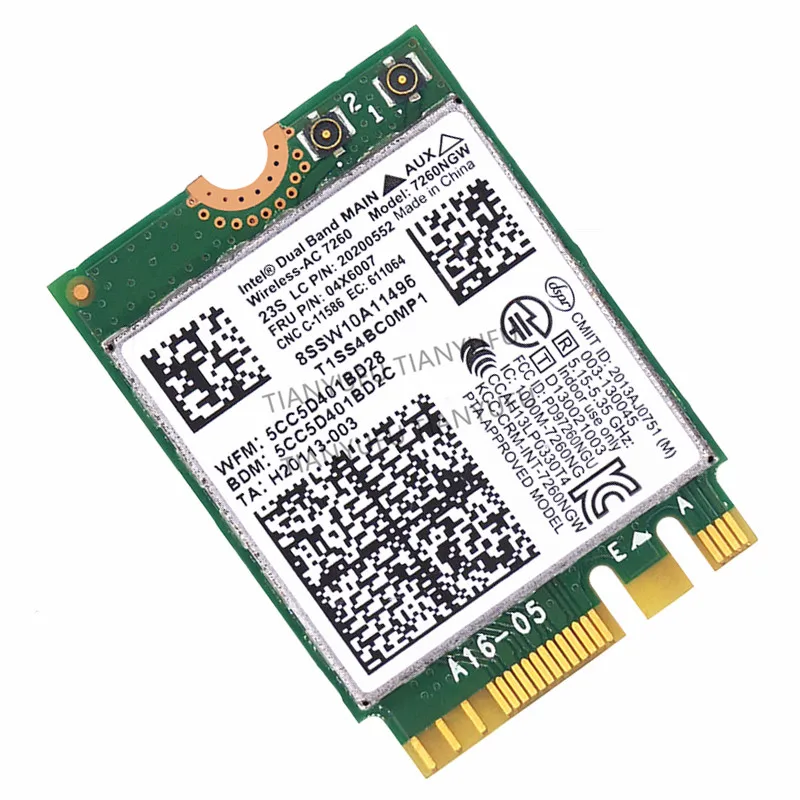 Intel Wireless AC 7260 7260NGW двухдиапазонный NGFF M.2 802.11ac 867 Мбит/с wifi + Bluetooth BT4.0 для Thinkpad X250 x240 T440