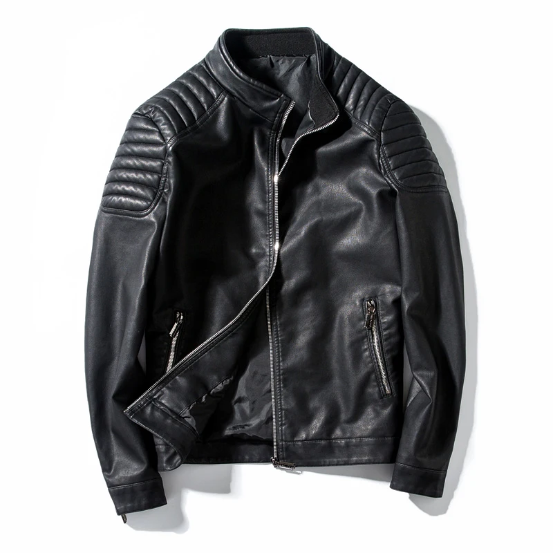

Spring Autumn Biker Leather Jacket Men Fur Coat Motorcycle PU Casual Slim Fit Outwear Male Black Clothing Plus Size M-4XL ,GA455