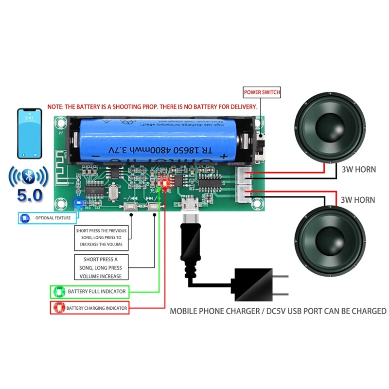

XH-A153 Wireless Bluetooth Digital Power Amplifier Board PAM8403 Class D 5W+5W Stereo Voice Player