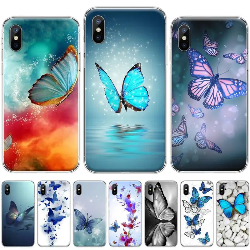 Синий бабочка красивый чехол для iphone 4 4s 5 5S SE 5C 6 6S 7 8 plus X XS XR 11 PRO MAX | Мобильные