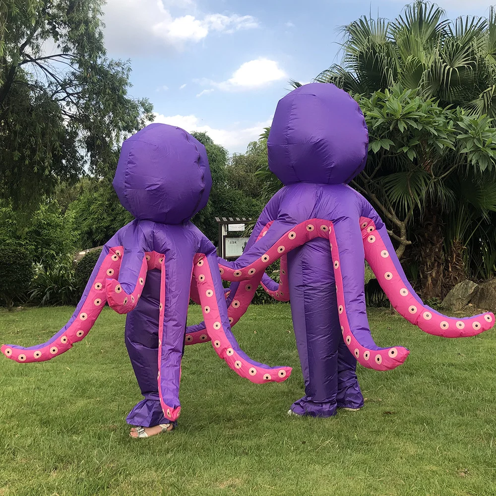 

Father-children purple octopus inflatable costumes halloween cosplay family party cosplay costume walking mascot role play