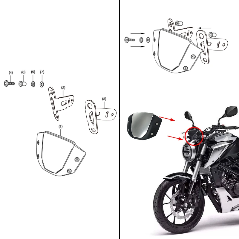 

Motorcycle WindScreen for honda CB150R CB300R CB250R CB125R 2019-2021 wind deflector gift sticker