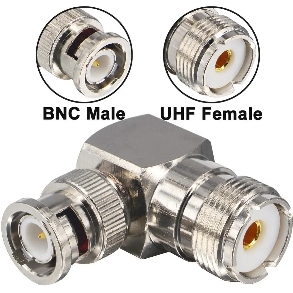 10 шт. адаптер с прямым углом BNC до SO-239 2-Pack RFAdpter UHF Female to Male коаксиальный