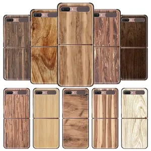 phone case for samsung galaxy z flip cover for zflip 5g cover black hard shell back luxury capa fundas shelltexture wood free global shipping