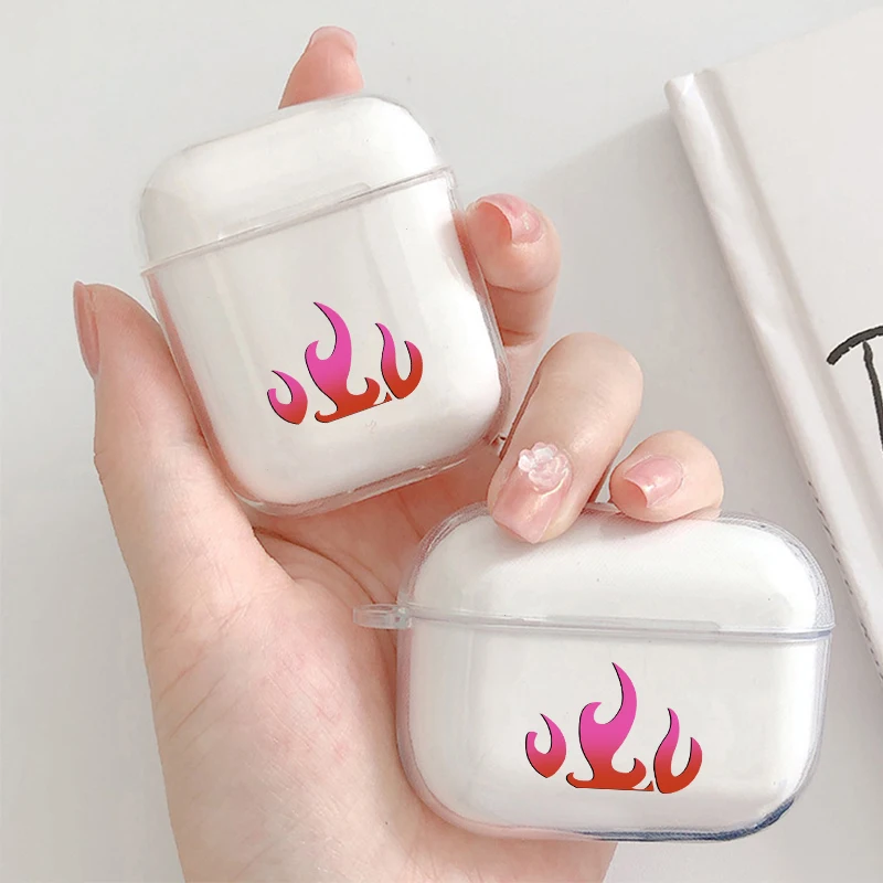 

Силиконовый чехол с пламенем для Airpods, чехол для наушников 1 2, защитный чехол ярких цветов для Air pods Pro, чехол для наушников