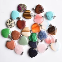 wholesale 24pcslot 2020 assorted heart natural stone charms pendants for jewelry making good quality 20mm free shipping
