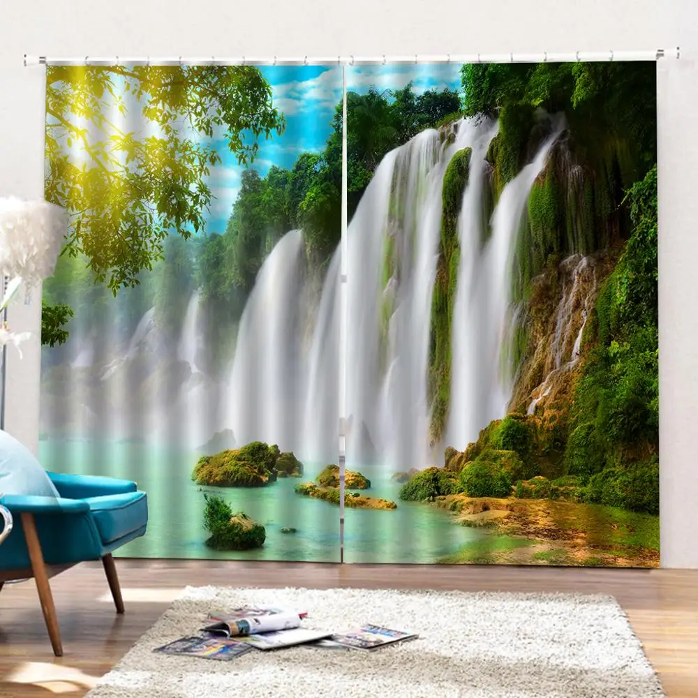 Занавески с большим водопадом ветрозащитные плотные затемняющие 3d шторы для