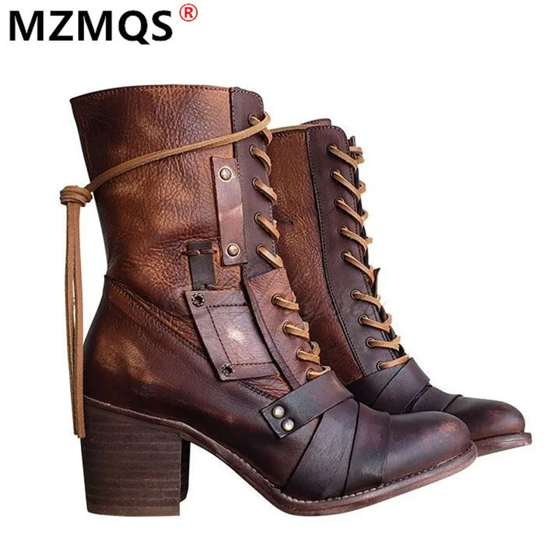 2020 новые женские зимние ботильоны в стиле ретро Женские туфли на квадратном