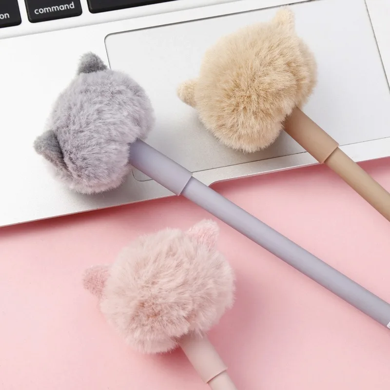 Моделирующая гелевая ручка с плюшевой кошкой милая мультяшная ученическая для