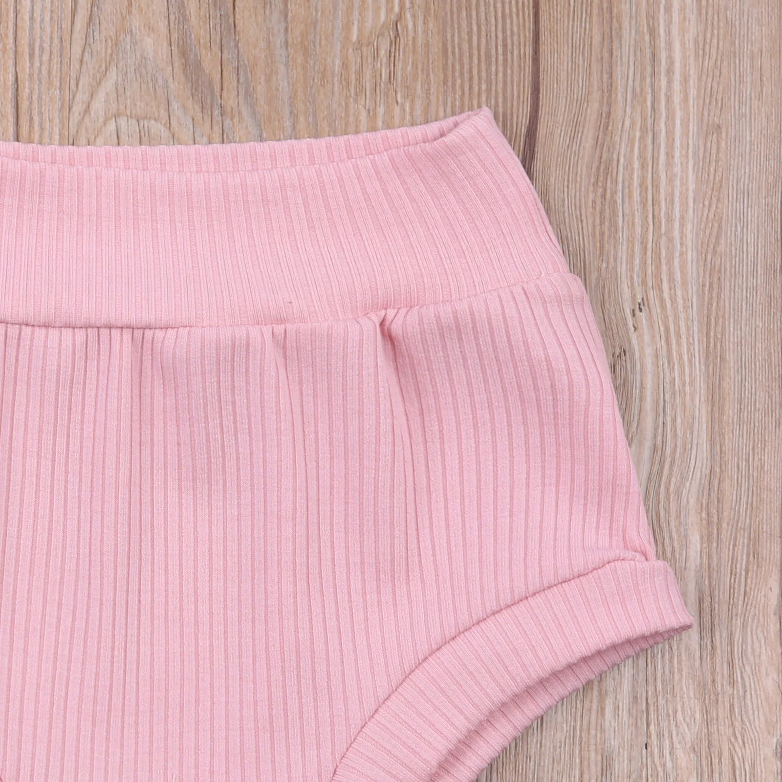 

OPPERIAYA Summer Toddler Kids Solid Color Ribbed High Waist Elastic Shorts lovely Unisex Home Briefs for Baby Boys Girls