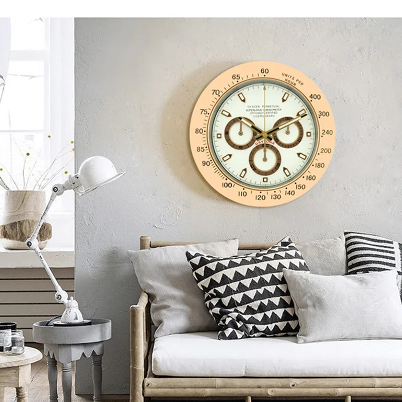 

Golden Metal Art Watch Clock Luminous Top Quality Watch Home Decor Wall Clocks with Corresponding Logos Cosmograph Series