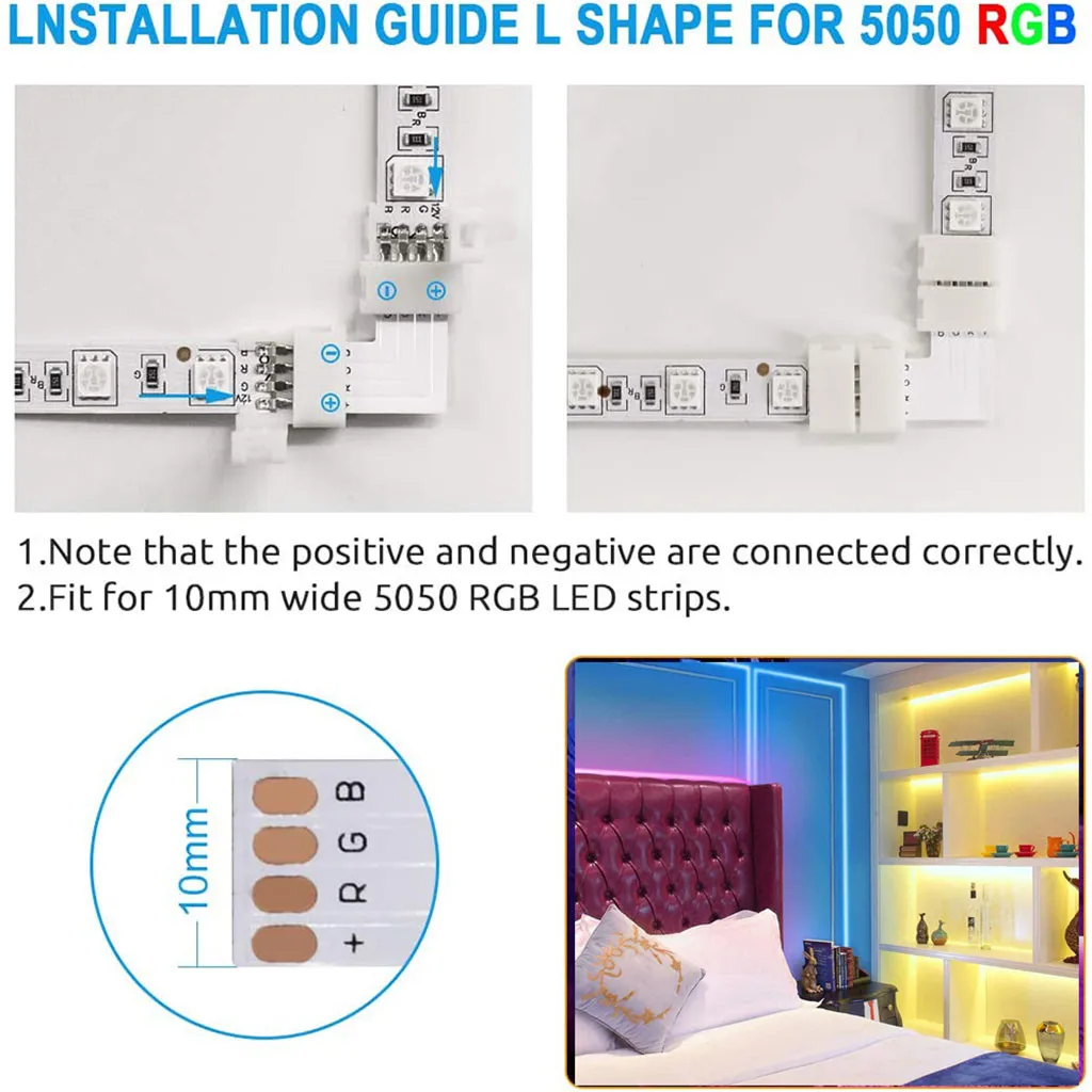 

Hot Sale LED Light Strip Connectors Set For SMD 5050 Multicolor LED Strip 12V-24V Support Wholesale