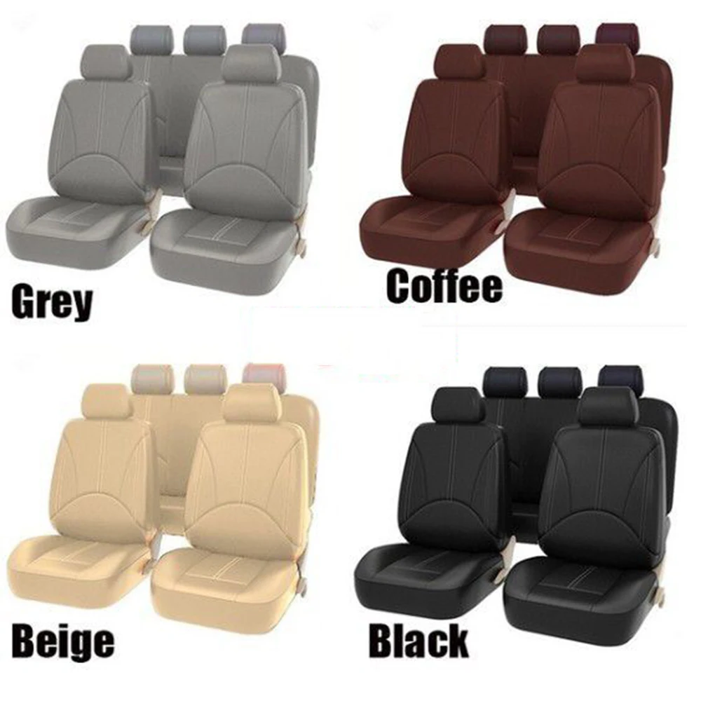 Verkaufen Universal Auto Sitz Abdeckung Schutz PU Leder Vorne Und Hinten Sitz Zurück Kissen Pad Matte Rückenlehne Für Auto Innen Lkw SUV Limousine