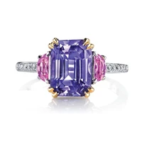 megin d white gold plated square purple crystal stone pink zircon vintage luxury rings for women wedding engagement gift jewelry