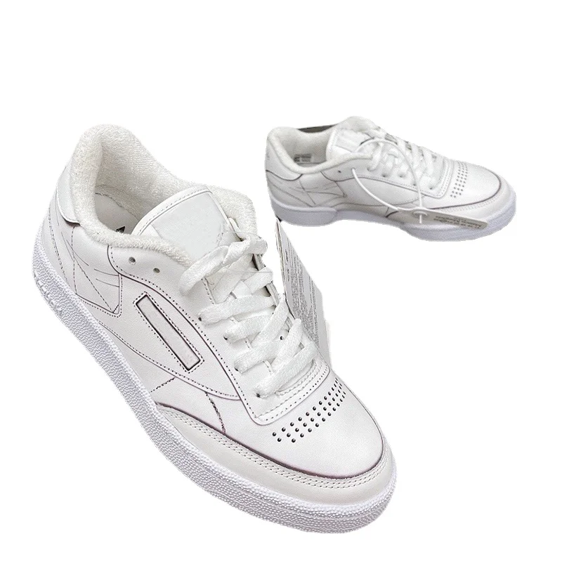 

Spring Round Toe Lace Flat Casual Shoes Real Leather Comfortable Breathable Women's Sneakers New High Quality Small White Shoes
