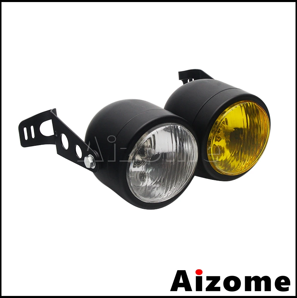 Мотоцикл двойной передний налобный фонарь W/кронштейн фары лампа для Harley Street Cafe