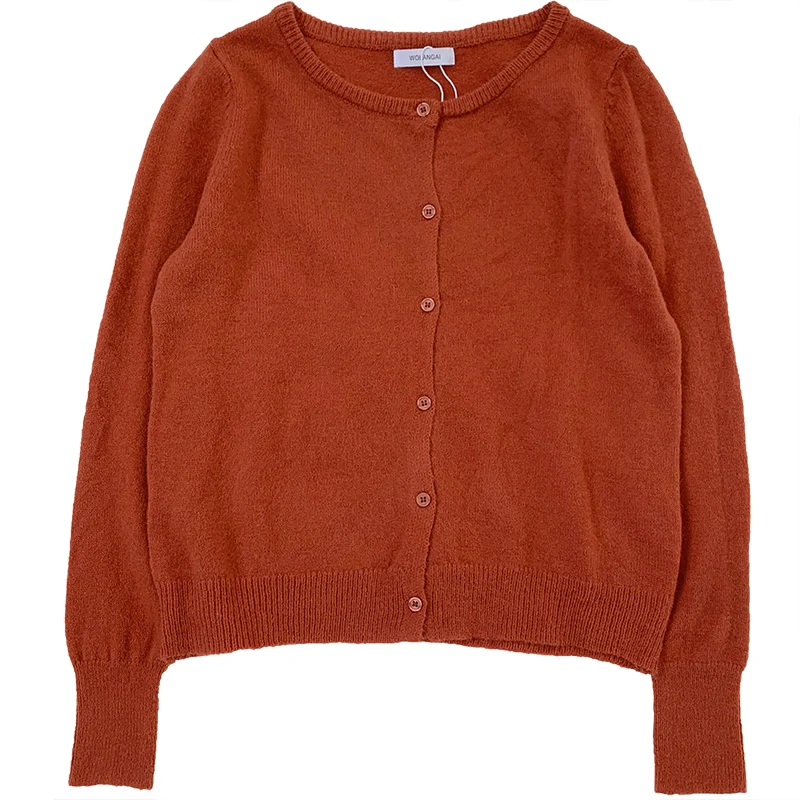 

Kimutomo Women Cardigans Autumn Japanese Style Female Retro O-neck Single Breasted Simple Slim Knitted Sweater Fashion